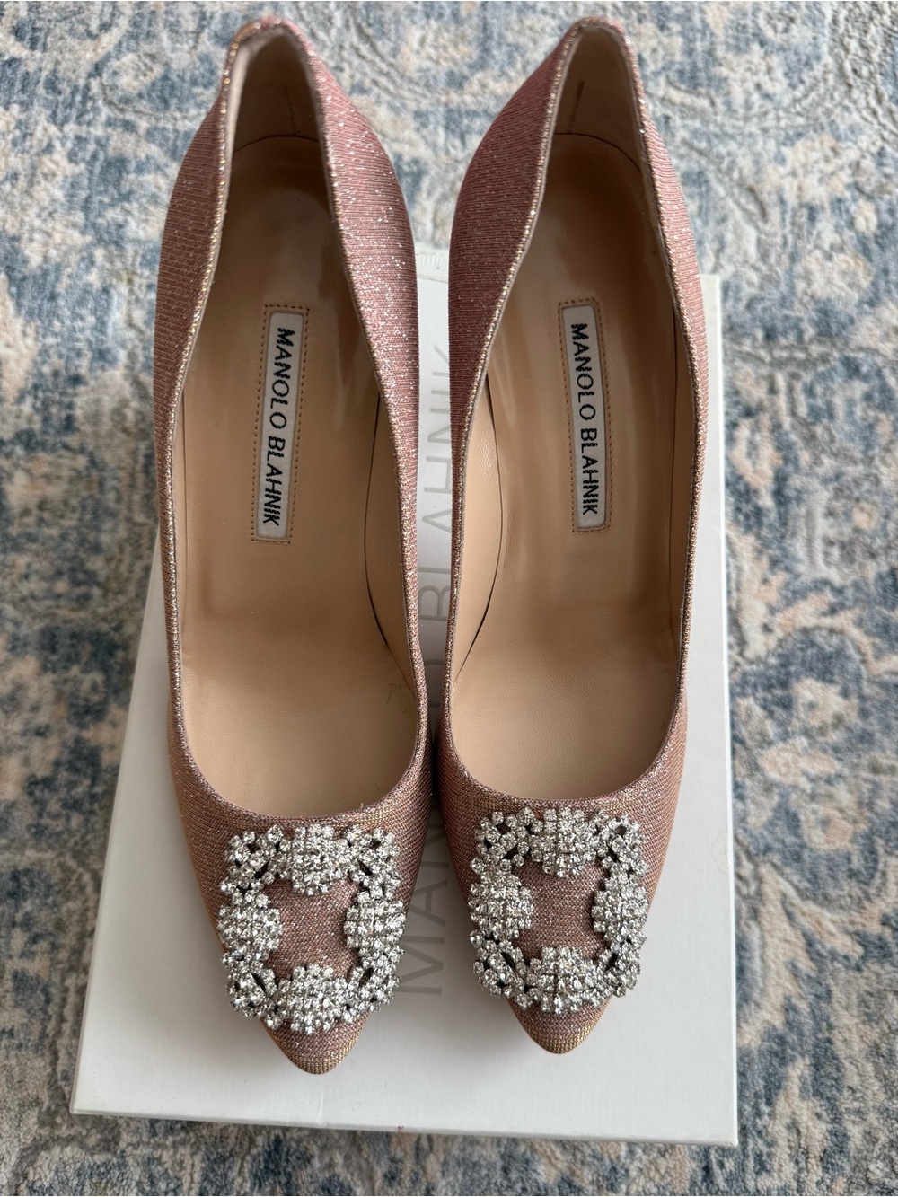 Manolo Blahnik Rose Pink Crystal-Embellished Pointed Pumps